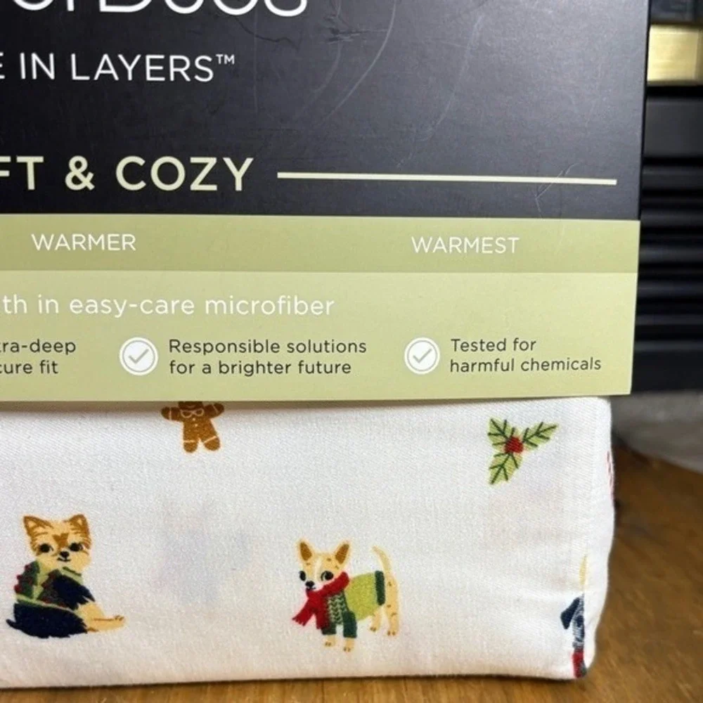 Cuddl Duds King Sheet Set Microfiber Christmas Dogs Adorable GIFT NEW